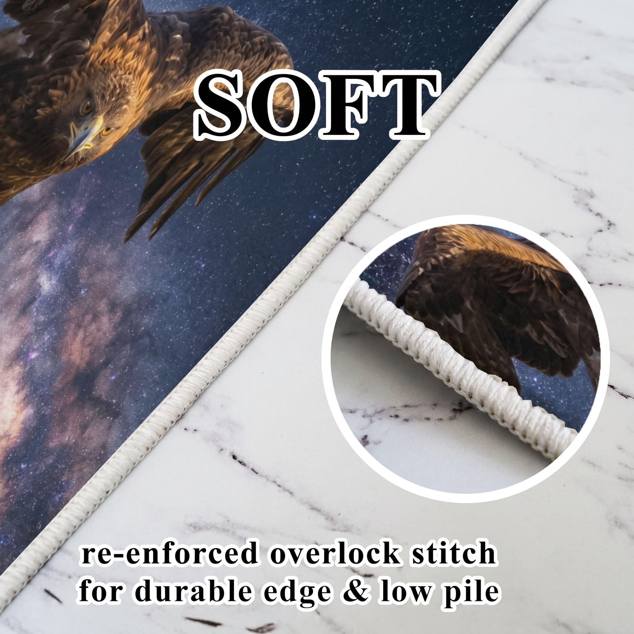 Tapis Rond Aigle Ciel Étoilé 100cm | Créature Fantastique Rond Tapis Doux Résistant, Lavable Antidérapant pour Chambre à Coucher Salle à Manger