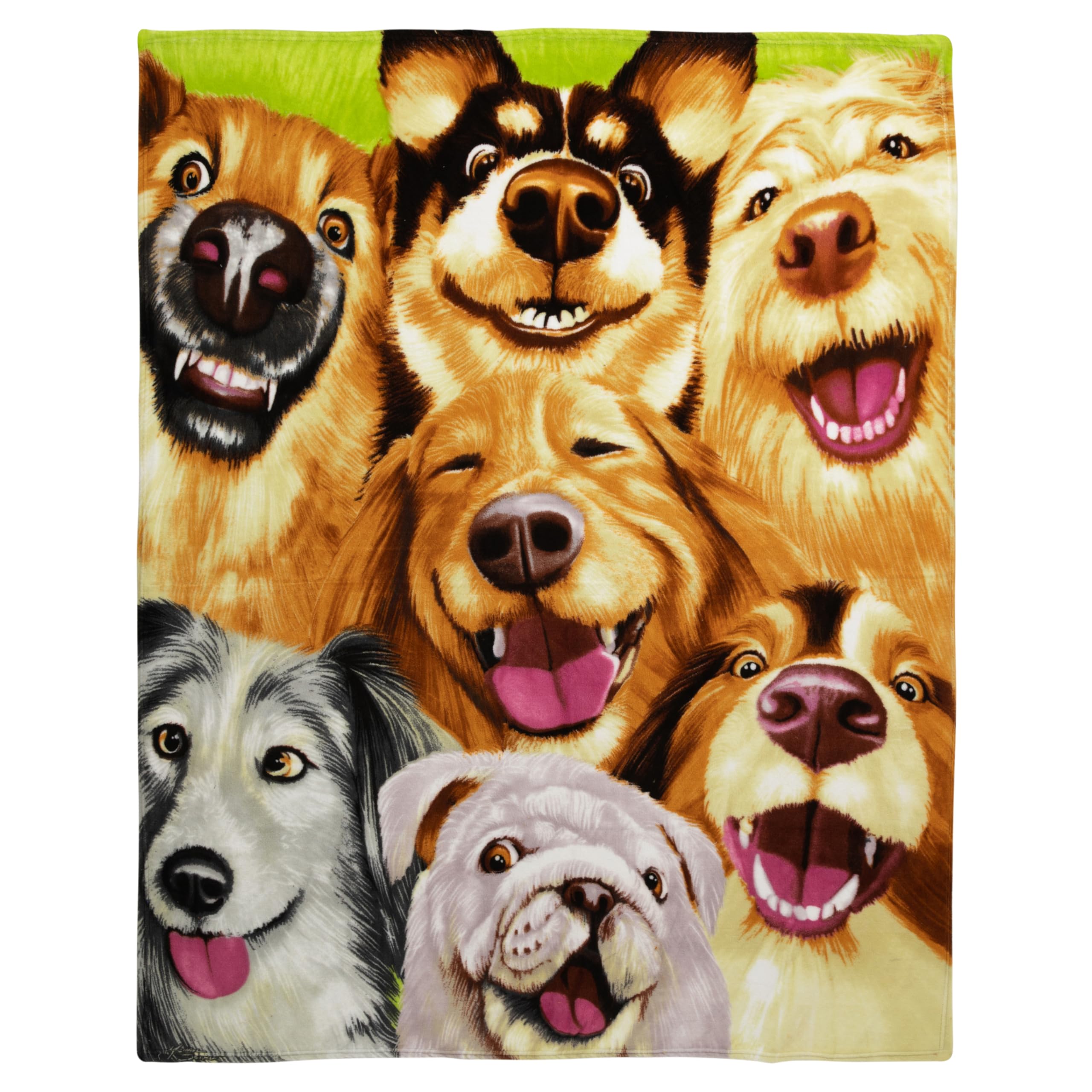 Dawhud Direct Cartoon Selfie Dog Fleece Blanket for Bed, 50" x 60" Puppy Fleece Throw Blanket for Women, Men and Kids - Super Soft Plush Dog Blanket Throw