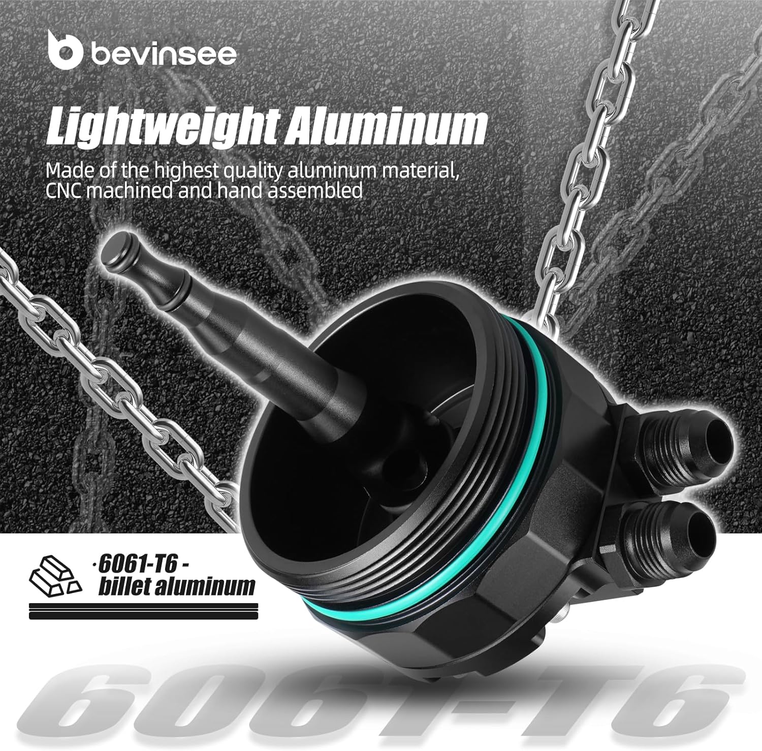 Bevinsee Oil Filtre Cap Lid For Oil Cooler Compatible with BMW E36 E46 E39 E60 E61 Z3 Z4 X3 3 Series 323 328 325 330 525i M52 M54 M56 Engines, Oil Filtre Housing Cover Cap Adapter, Aluminum, Black