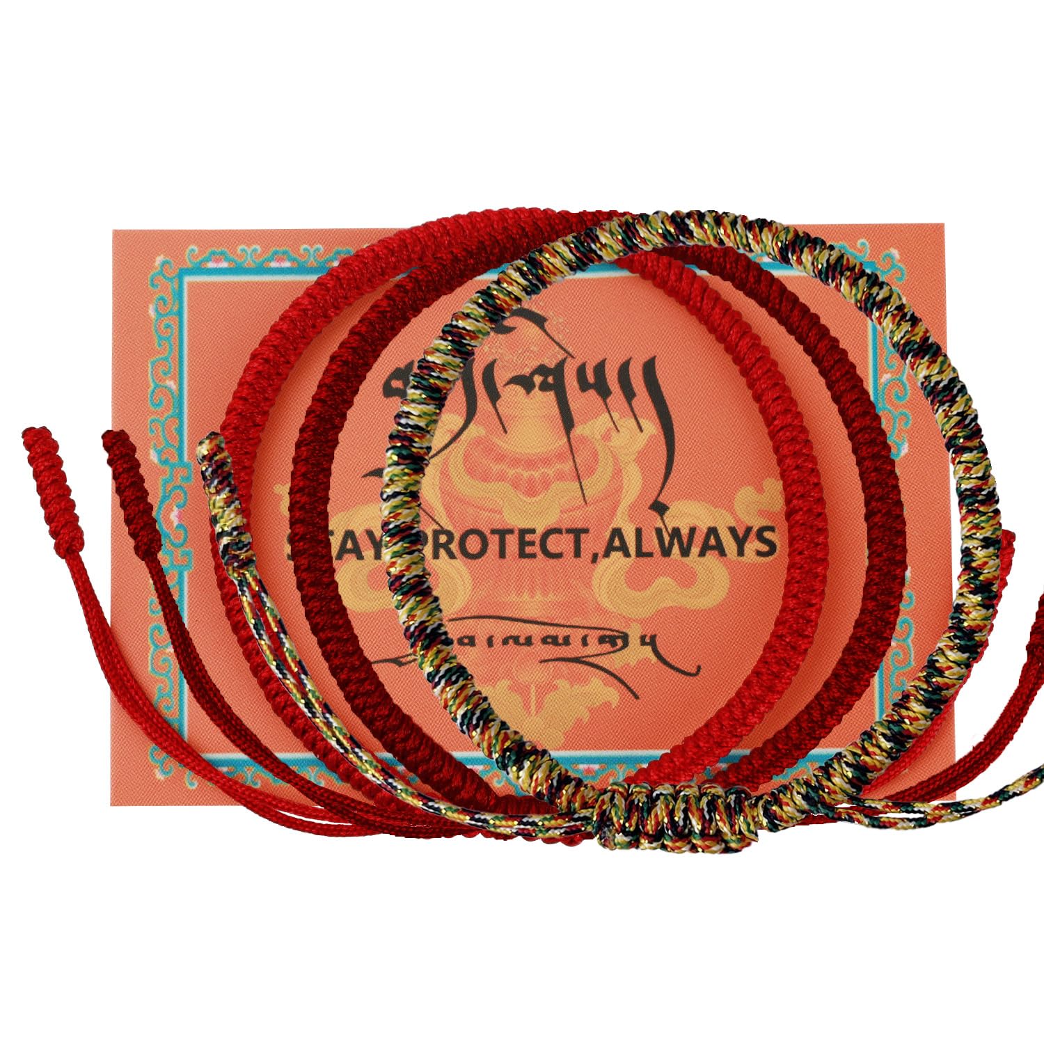ioieia Authentic blessed Tibetan monks handmade Dorje Knot protection bracelet for women and men with a talisman