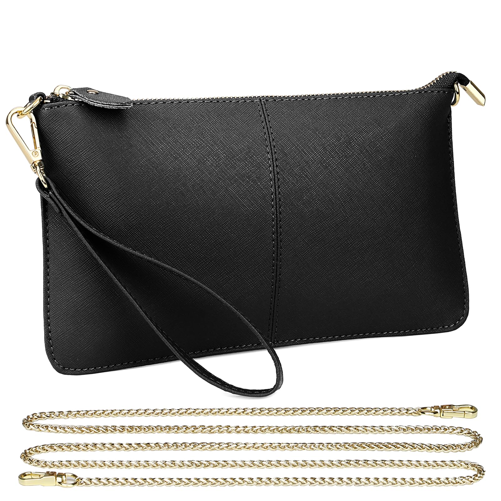 Uromee Genuine Leather Wristlet Wallet Clutch Purses with Detachable Chain