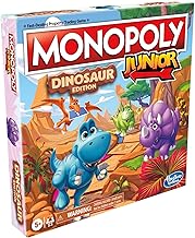 Juego de Hasbro Gaming Monopoly Junior Edición Dinosaurio | Juegos de Tablero para Niños con Fichas de Dinosaurios Temáticas | 2-4 Jugadores para Niños y Niñas | Edades 5+ (Exclusivo de Amazon)