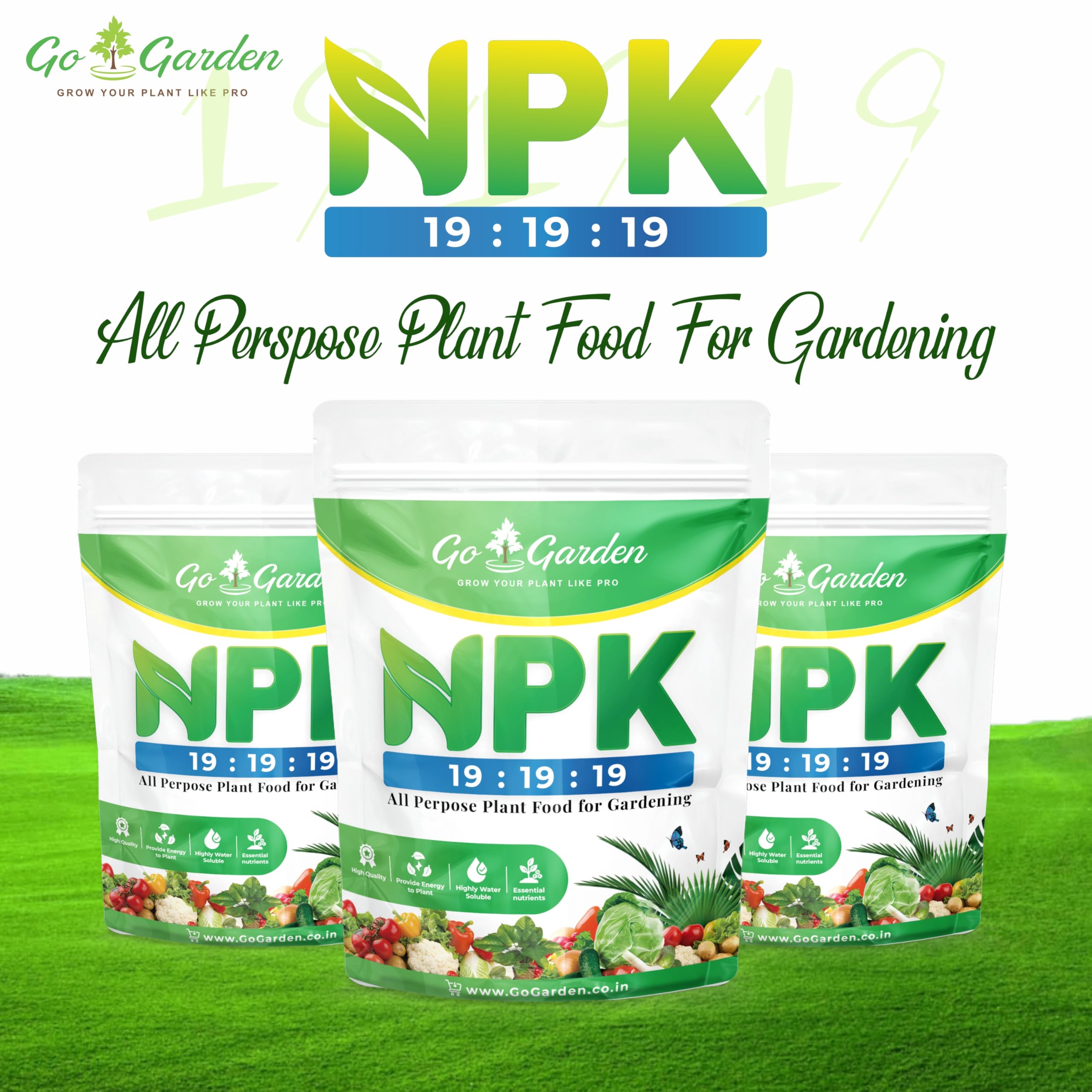 Go Garden Npk 19 19 19 nawóz roślinny pokarm dla roślin i ogrodnictwa - 450 gramów, proszek