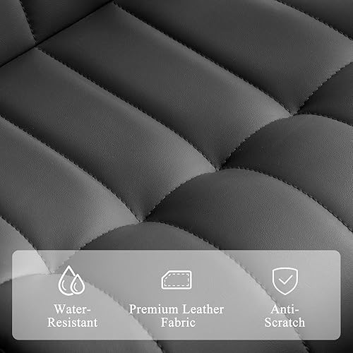 Miniatura 5 de Furniliving Juego de 4 taburetes de bar modernos, de piel sintética para isla de cocina, taburetes giratorios tapizados de altura con respaldo,