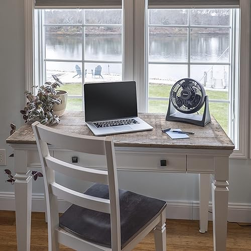 Miniatura 3 de Comfort Zone ventilador de escritorio turbo de 8" - motor de 3 velocidades - circulación de aire de gran potencia con inclinación ajustable y manija