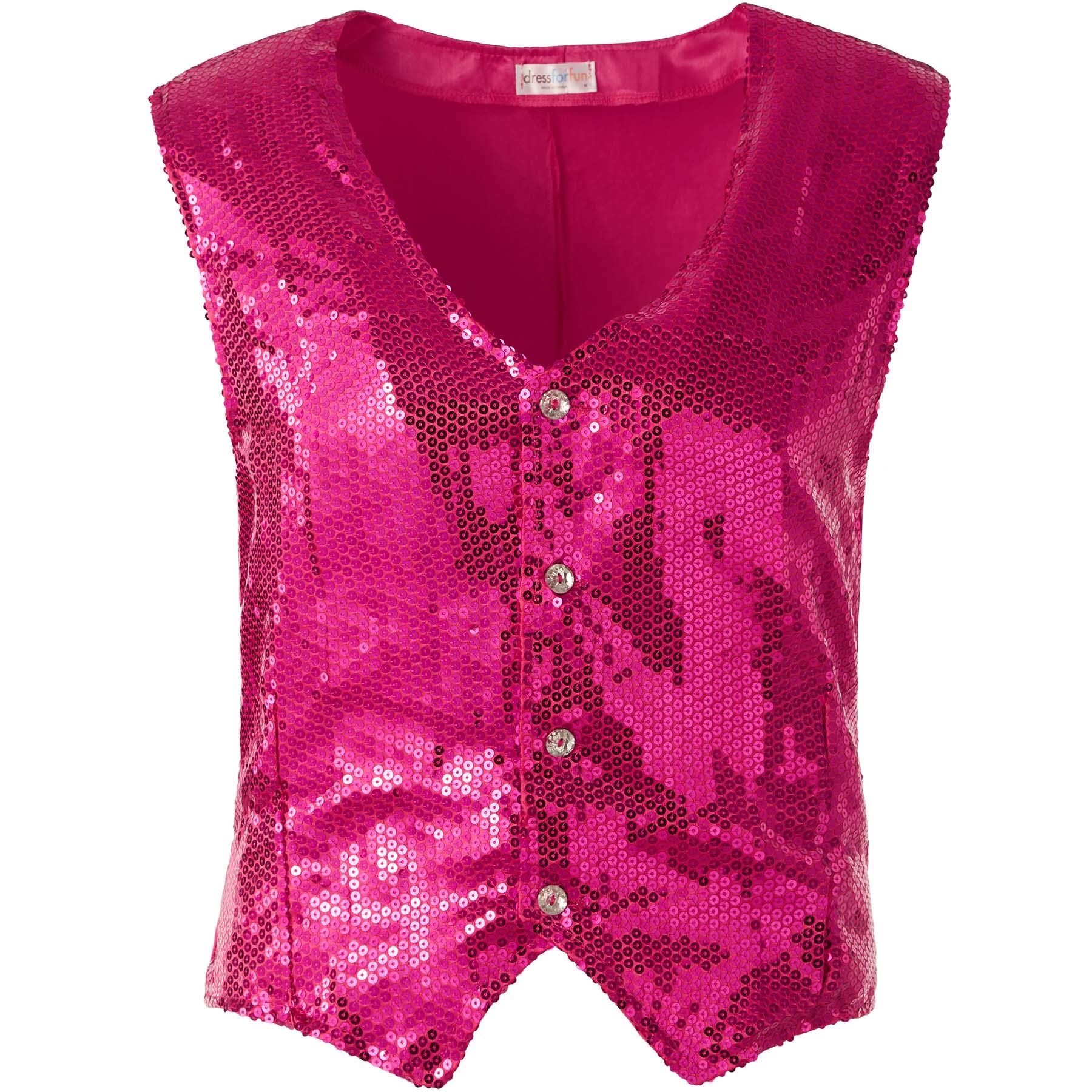 dressforfun 901000 Gilè da Uomo con Paillettes, Discoteca Carnevale Festa -Modelli Differenti (S | Rosa | No. 303986)