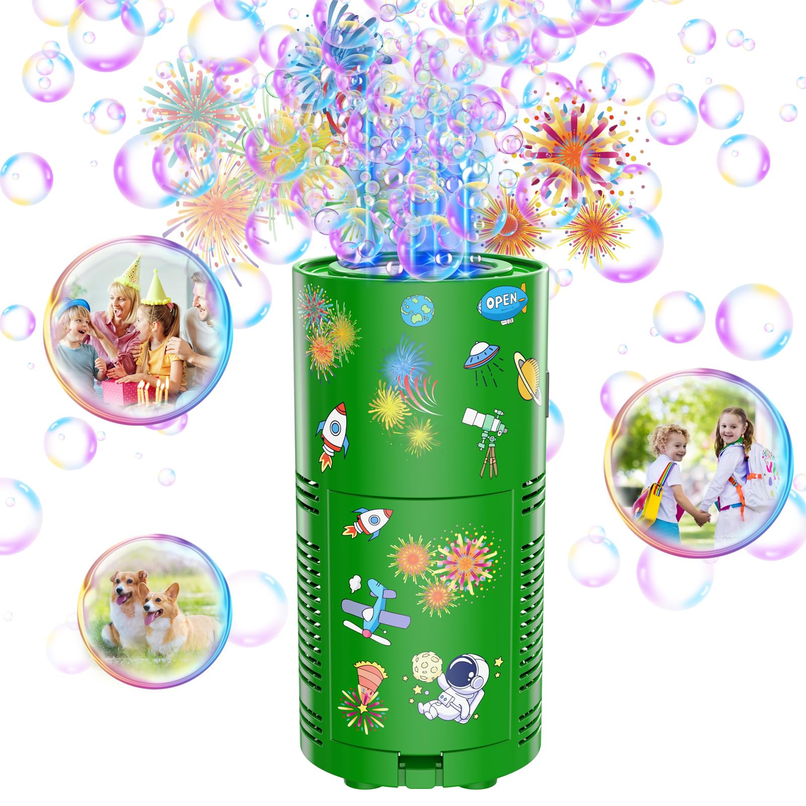Macchina Per Bolle Di Sapone Automatica A Forma Di Dinosauro – 13 Fori Con Luci LED – Regalo Bambini