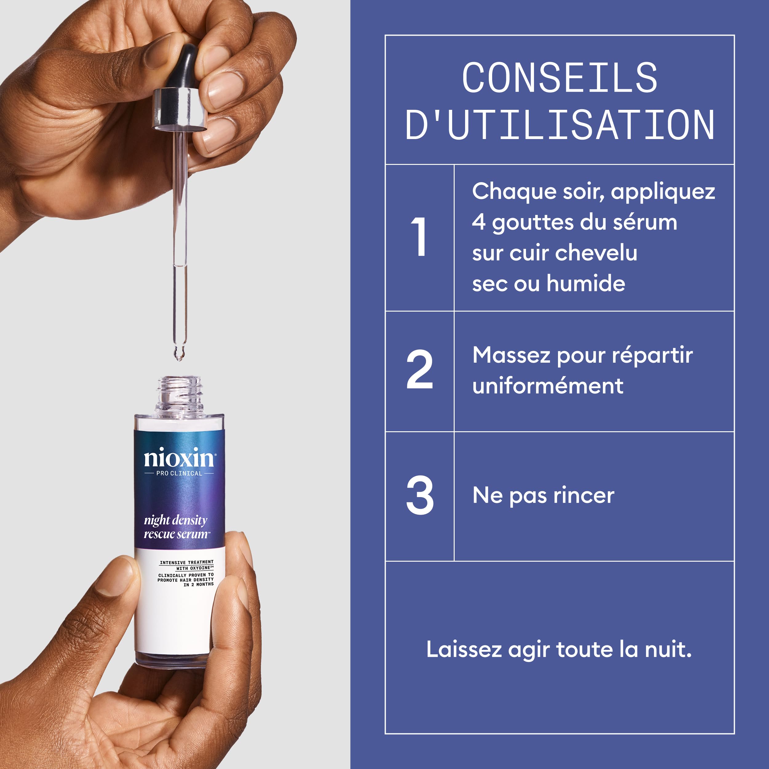 NIOXIN Night Density Rescue Serum - Sérum de Nuit Épaississant Booster de Croissance - Enrichi en Gingembre et Caféine (70 ml)