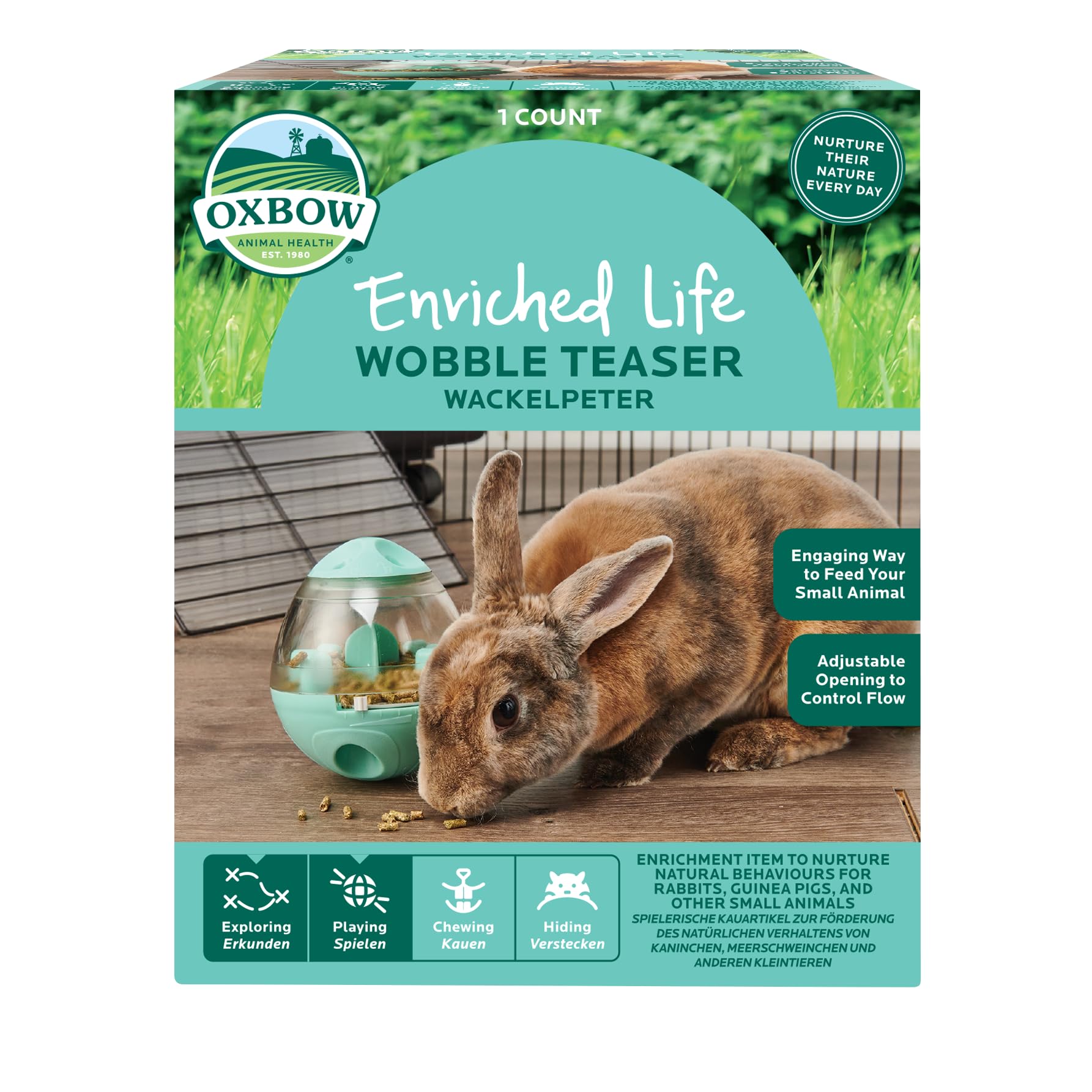 Oxbow Enriched Life Wobble Teaser - Rabbit Toys, Guinea Pig Toys, Hamster, Rabbit, Chinchilla, Rat, Chinchilla Cage Accessories, Guinea Pig Accessories for Cage