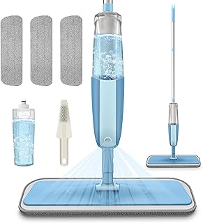 Spray Mops Wet Mops for Floor Cleaning - MEXERRIS Microfiber Dry Dust Mop with 3X Washable Pads Flat Mop with Sprayer Wood Floor Mop Commercial Home Use for Wood Floor Hardwood Laminate Ceramic Tiles