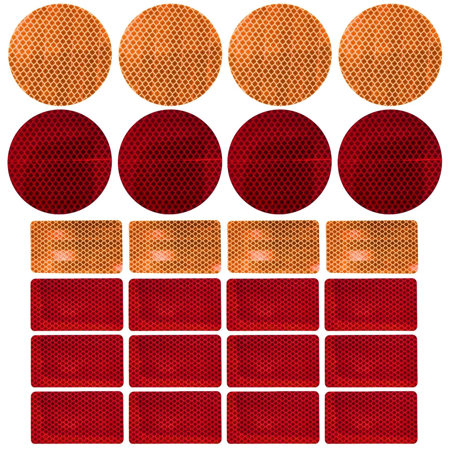 LiteMark DOT-SAE Stick-On Reflectors, Amber, Mixed Shapes, 24 Pack