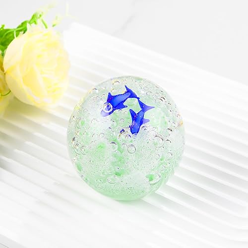 Miniatura 4 de Qianwei Figuras de vidrio soplado a mano, bola de cristal de pisapapeles, decoración del mar para el hogar, decoración de acuario, decoración de