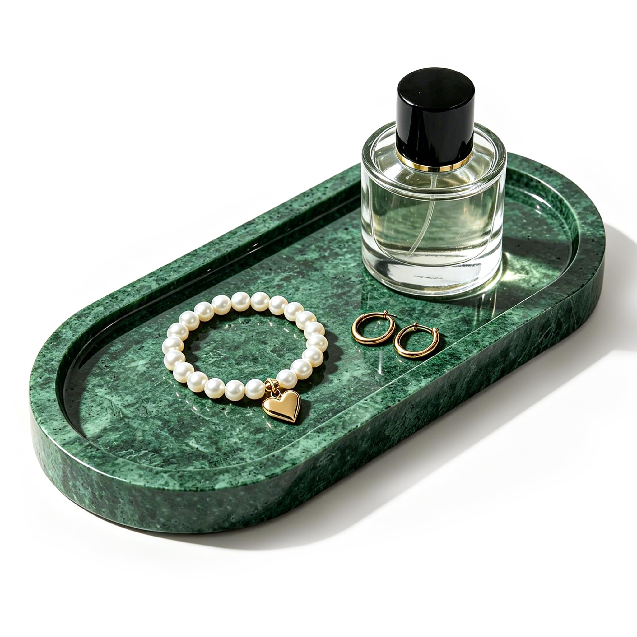 Italy - Bandeja ovalada de mármol (25 x 11,5 x 2 cm), color verde