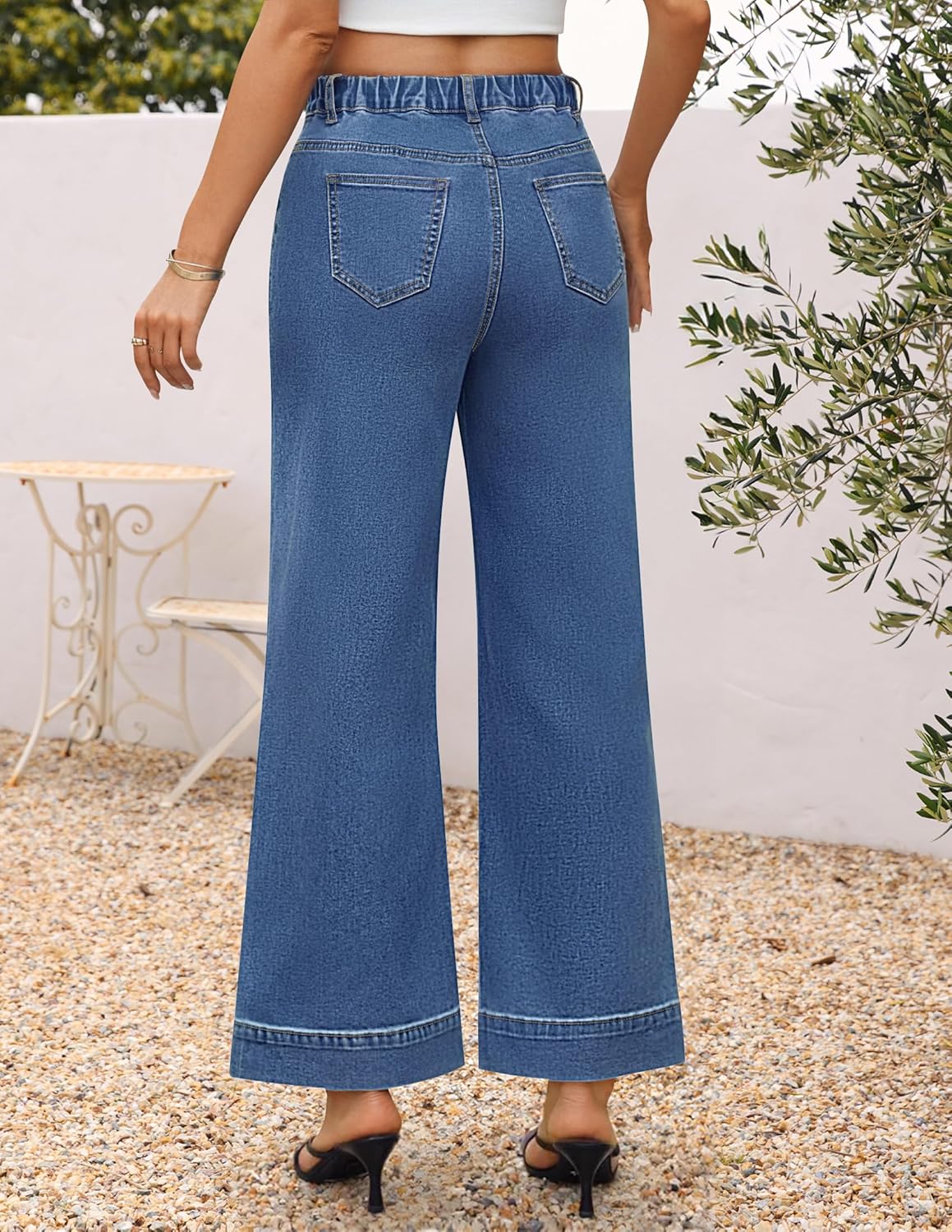 ZESICA Wide Leg Jeans for Women Trendy High Waisted Strechy Loose Straight Denim Pants with Pockets - Image 5