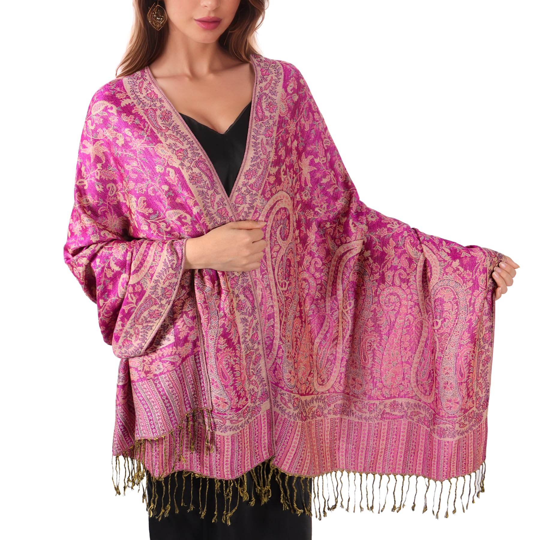 Lamca Pashmina Schal Damen, Elegant Weich Schultertuch Schal für Damen, Leicht Frauen Halstuch Stola mit Paisleymuster - Tuch Lang Damen