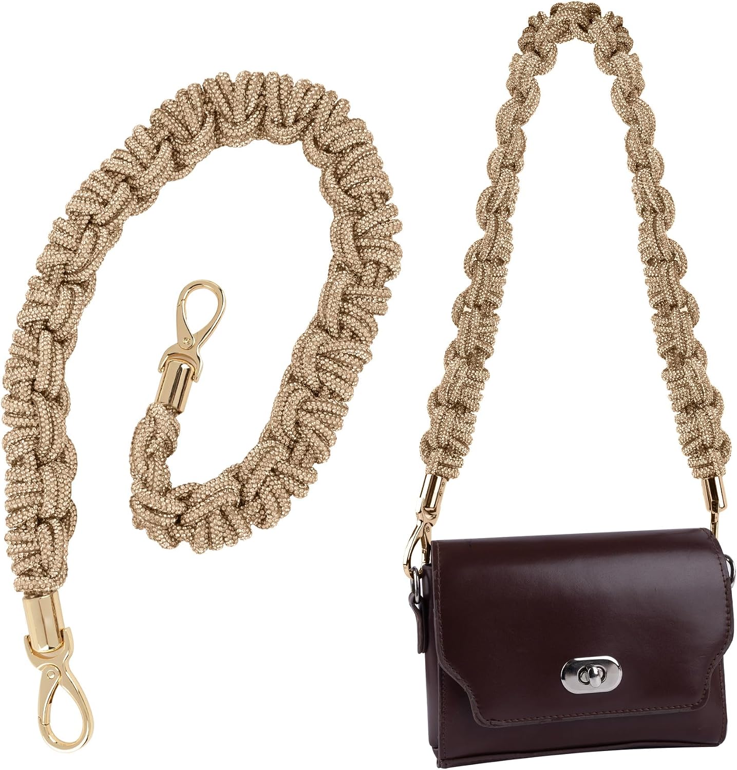 Crystal Metal Purse Strap Bling Shoulder Bag Replacement Chain for Handbag