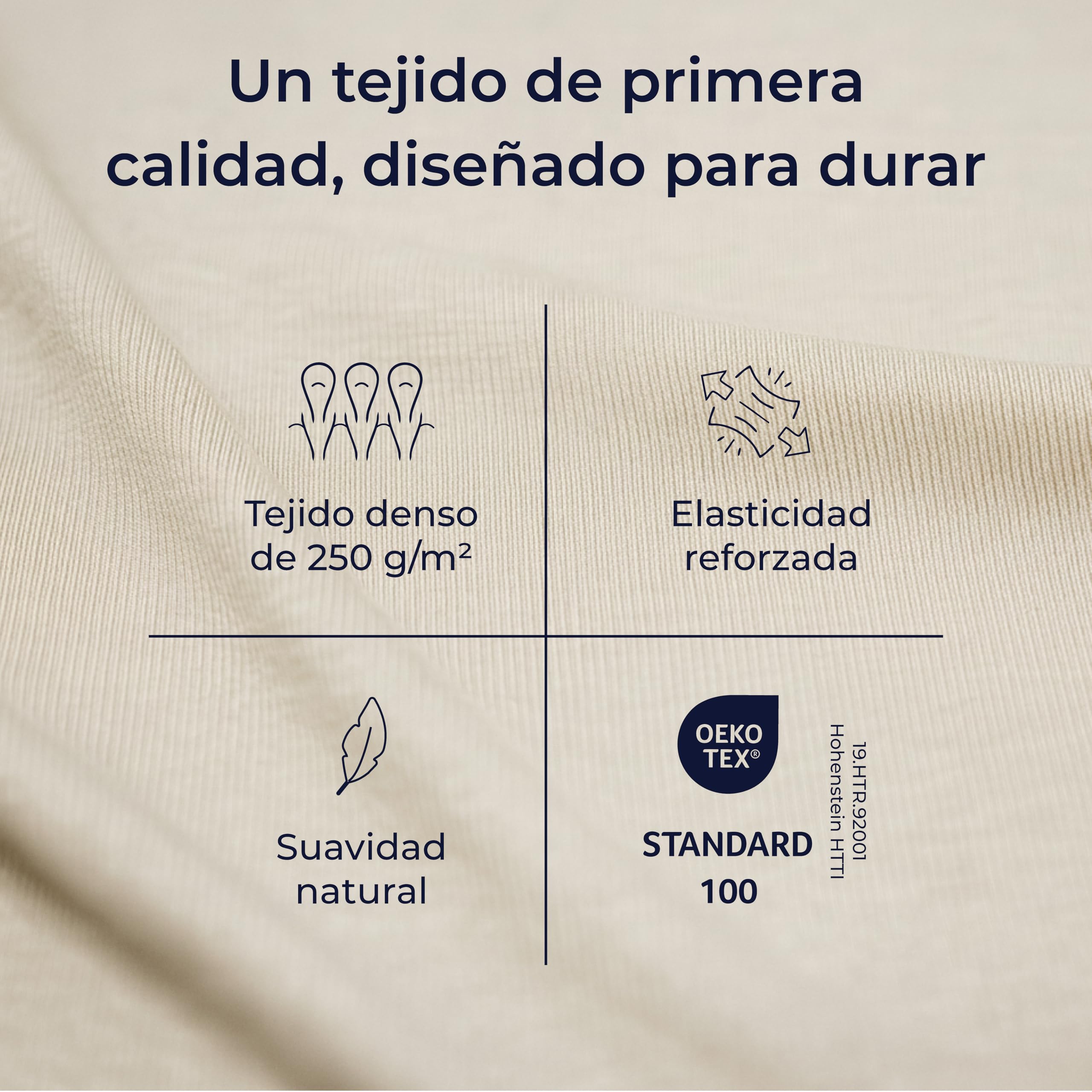 Dreamzie - Sabanas 200x200 cm Algodon Elastica Confort Premium - Altura 40 cm para Colchones Gruesos o Boxspring - Certificado Oeko-Tex - Beige