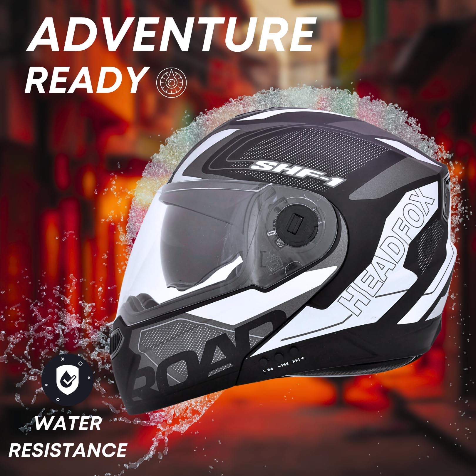 HEADFOX N2 Motorcycle Bluetooth Helmet ISI Certified (Matte Grey, 58 CM)