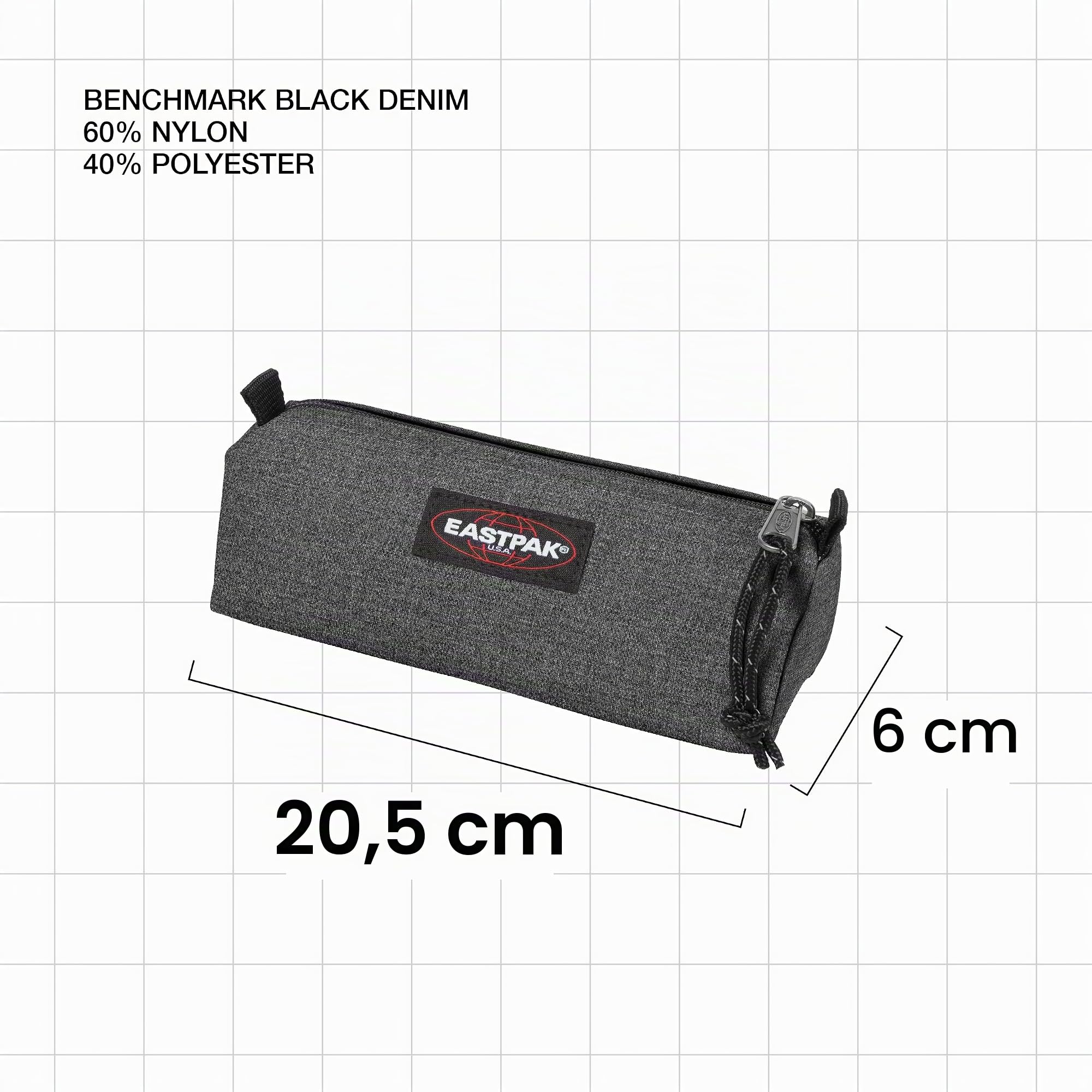 EASTPAK Pinnacle Sac à Dos, 42 cm, 38 L, Noir (Black) & Benchmark Single Trousse, 21 cm, Gris (Black Denim)