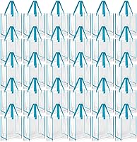 Vista 15 de Paterr 30 piezas de bolsa de mano transparente aprobada para estadio a granel 10 x 10 x 4 pulgadas, bolsas de regalo de plástico con asa para Blanco