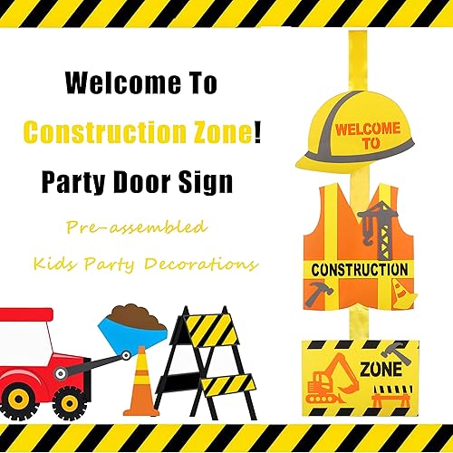Miniatura 2 de Letrero de puerta de fiesta de construcción, guirnalda de camión volquete, decoración de pared, suministros de fiesta de cumpleaños, zona de