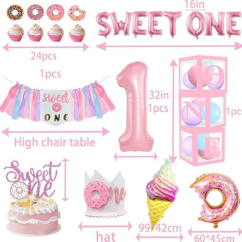 Miniatura 6 de Decoraciones de primer cumpleaños para niña, decoración de primer cumpleaños con telón de fondo, cajas de globos, mantel, decoración de pastel para