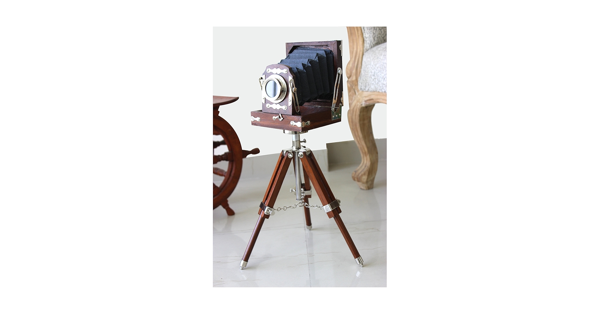 Amazon | アンティークヴィンテージブラウン木製ルック折りたたみ式