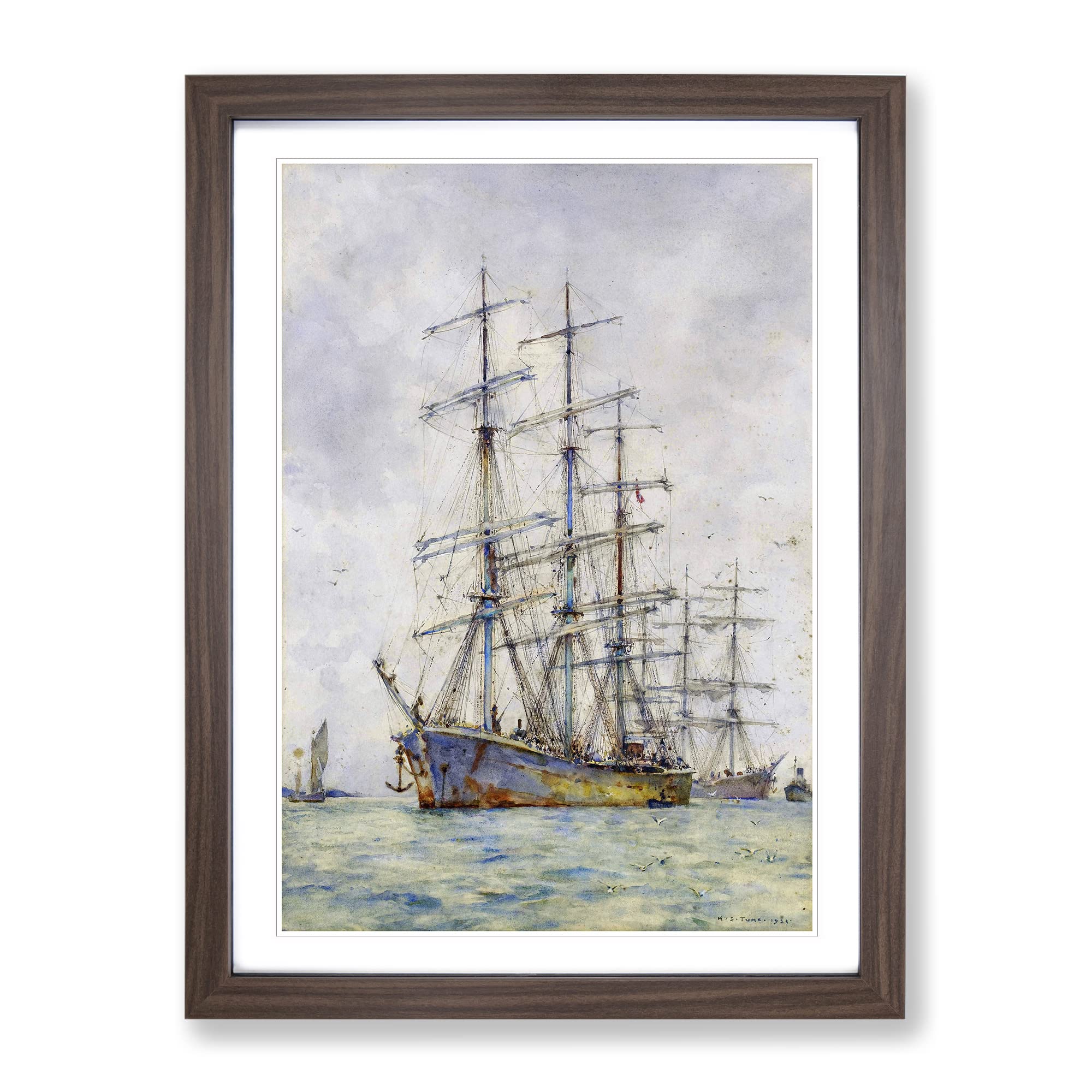 Windjammer Ship Vol.6 By Henry Scott Tuke Classic Painting Framed Wall Art Print