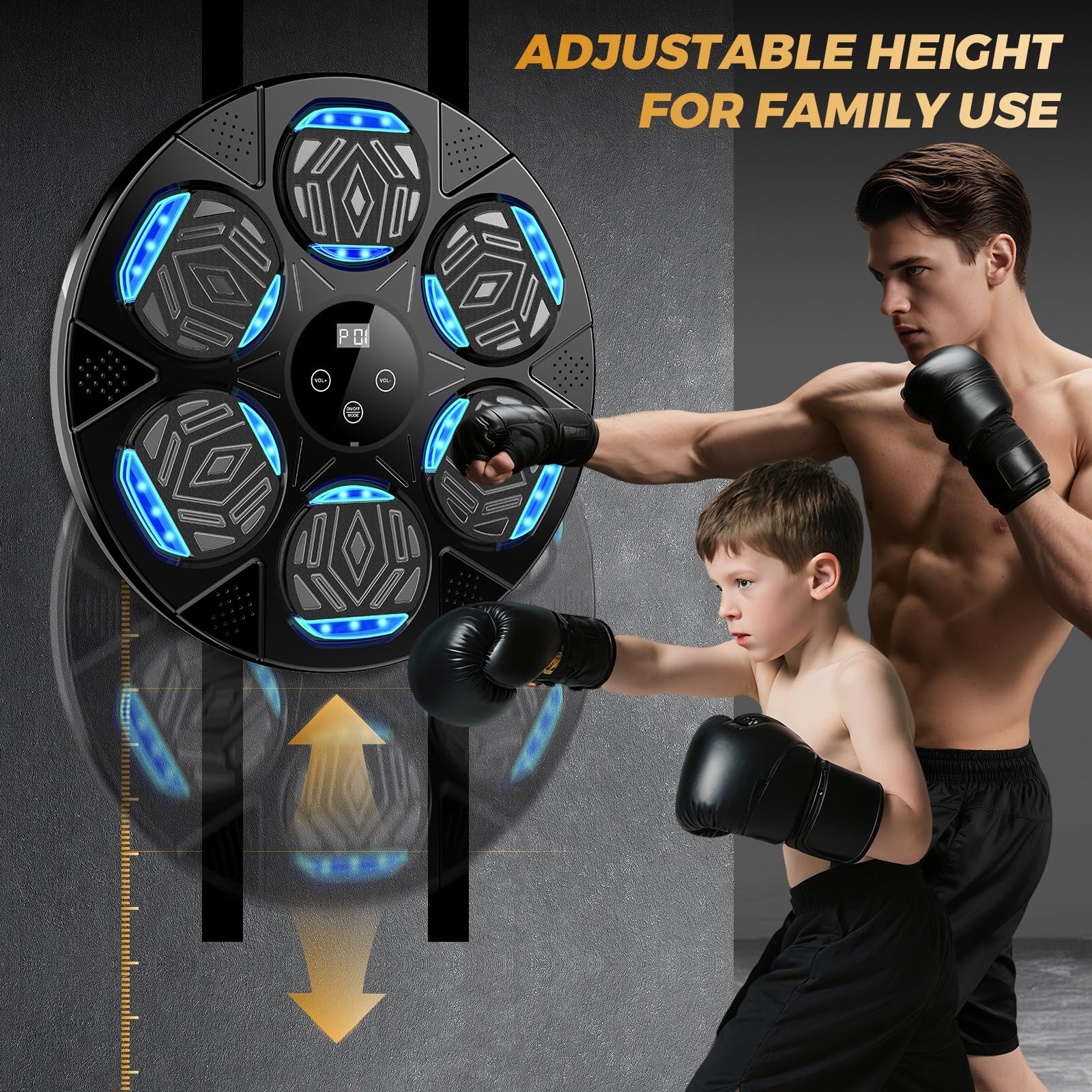 Máquina de boxeo musical 2026 para adultos y niños, equipo inteligente de entrenamiento de boxeo Bluetooth con guantes montados en la pared, máquina de perforación de entrenamiento para el hogar, la