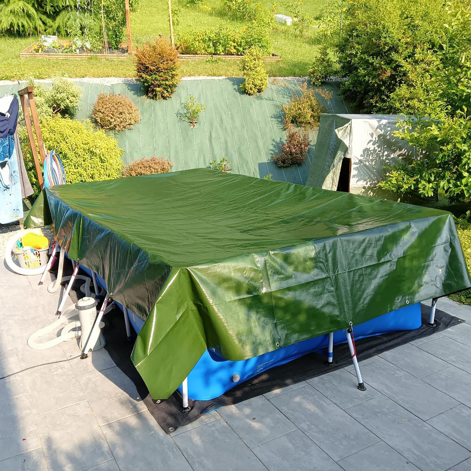 Plandeka 130 x 250 cm Odporny Na Warunki Atmosferyczne Plandeka Kempingowa Materiał Pe, Odporny Na Pleśń I Rozdarcie Do Kempingu, Ogrodu, Szklarni, Mebli Ogrodowych, Zielony