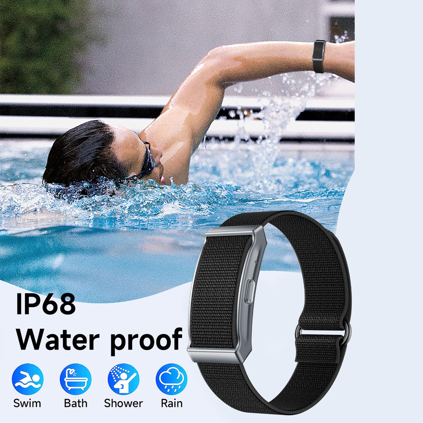 findtime Aktivitätstracker Fitness Armband ohne Display Schrittzähler Schlafmonitor Herzfrequenzmesser Kalorie Distanz-Tracking Multisport Modi IP68 Wasserdicht Leicht 2 Armbänder Schwarz