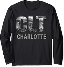 CLT Airport Code City of Charlotte NC Skyline Art Gift Long Sleeve T-Shirt