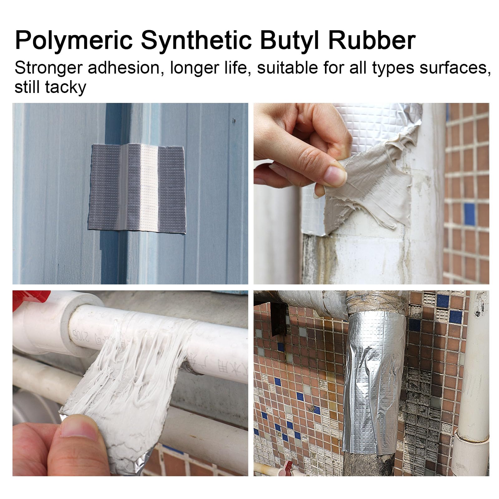 BOMEI PACK Nastro sigillante extra largo in lamina di alluminio impermeabile, 300 mm x 10 m, spessore 1,5 mm, resistente per riparazione di perdite di tetto, grondaie, camper, tubi, nastro autoadesivo