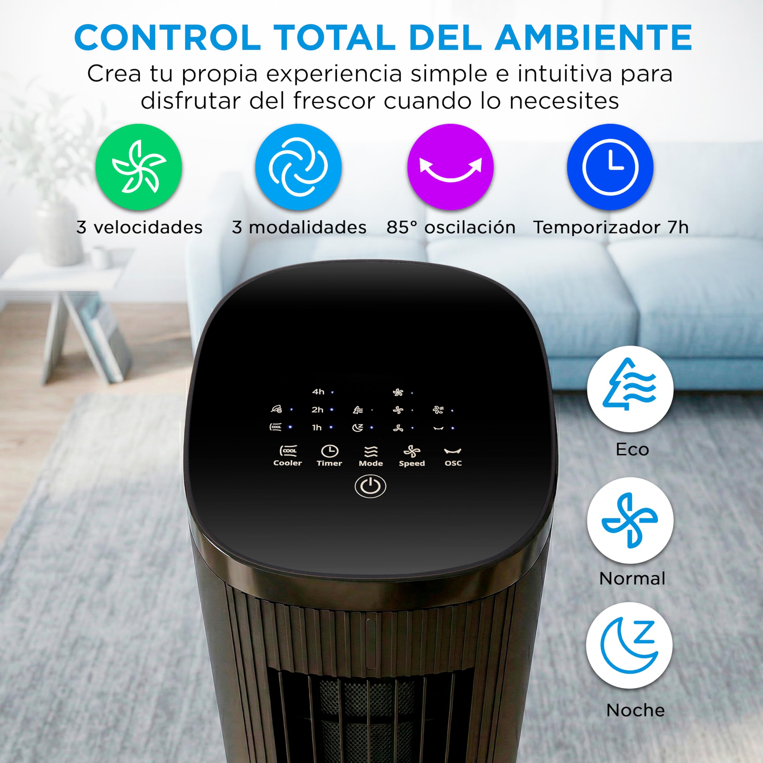 MIDEA Climatizador Evaporativo 3 en 1 con Mando a Distancia - Ventilador de Agua, Enfriador de Aire, Humidificador de 3 Velocidades, Oscilación 85º - Climatizador Frio Silencioso con Tanque de Agua 5L