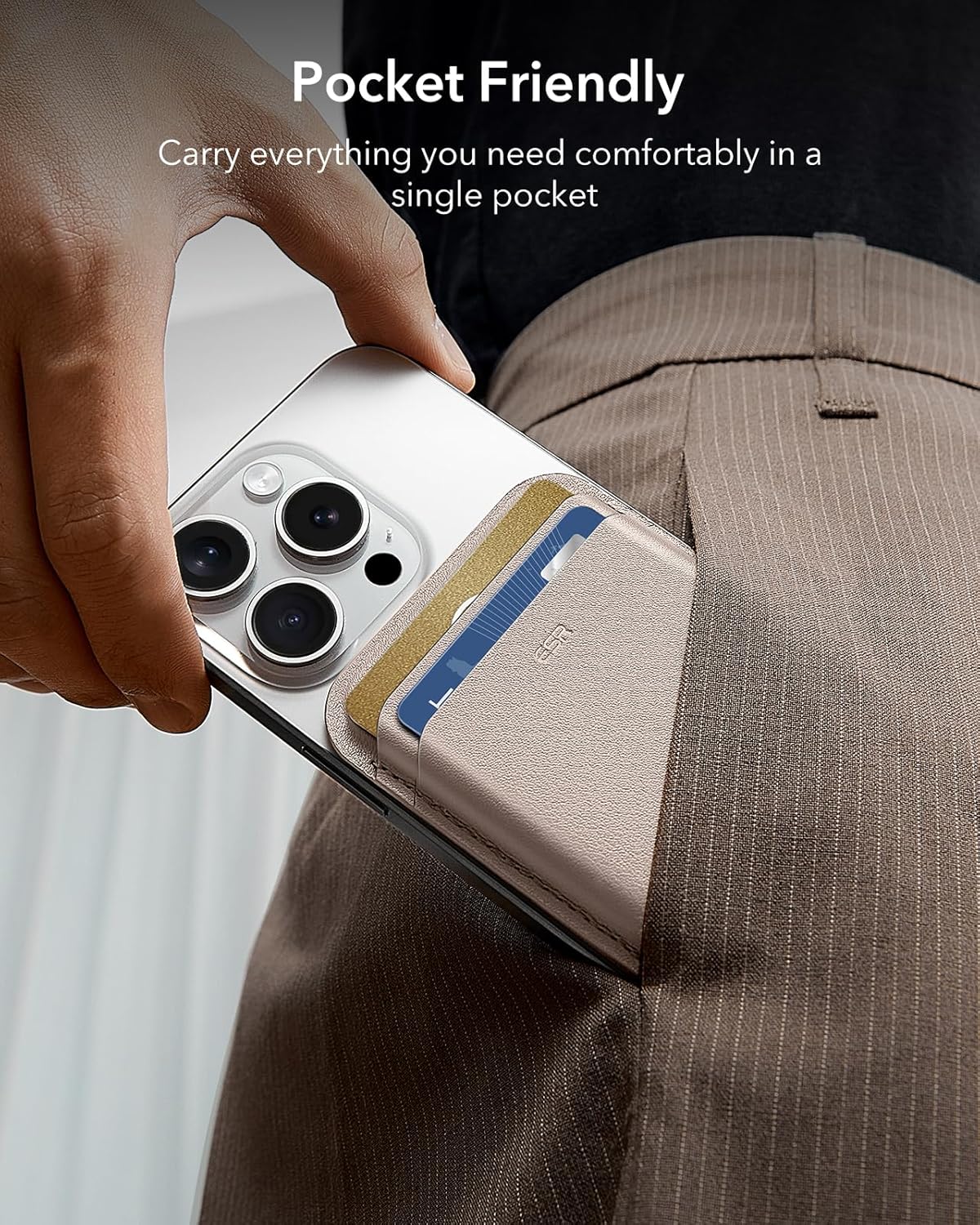 ESR for MagSafe Wallet, 5-Card Holder With RFID Blocking, MagSafe Sticker Included, Slim Magnetic Wallet for iPhone 17/16/15/14/13/12 Series and Selected Samsung Devices, Not for Mini, Desert Titanium - Image 6