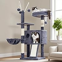 Hey-brother 41.3" Cat Tree Tower for Kittens - Removable Toys, Cozy Condo, Hammock, Sisal Scratching Posts & Board, Smoky Gray MPJ008SG