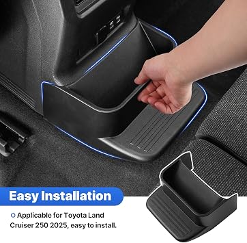Karltys Rear Center Console Organizer, Rear Bridge Storage Box ABS Material, Back Seat Floor Console Air Outlet Tray for Toyota Land Cruiser Prado 250 2024-2025 2026 Interior Accessories