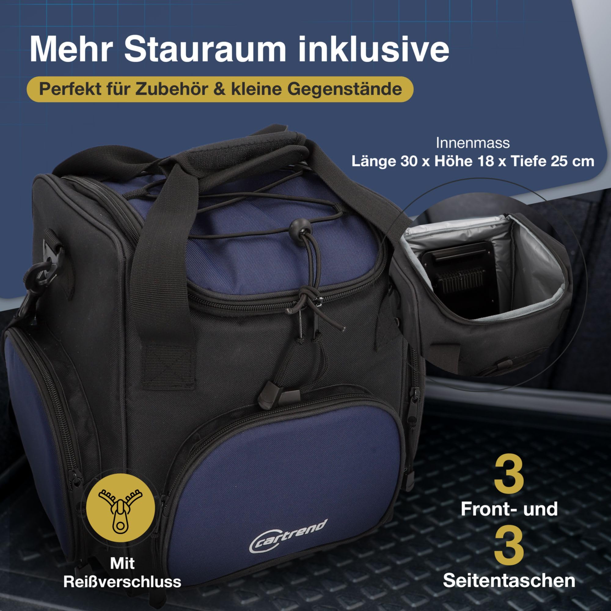 Cartrend Torba chłodząca, z kablem przyłączeniowym 12 V, długość 1,50 m, regulowany pasek na ramię, łatwa w pielęgnacji powłoka wewnętrzna, różne rozmiary