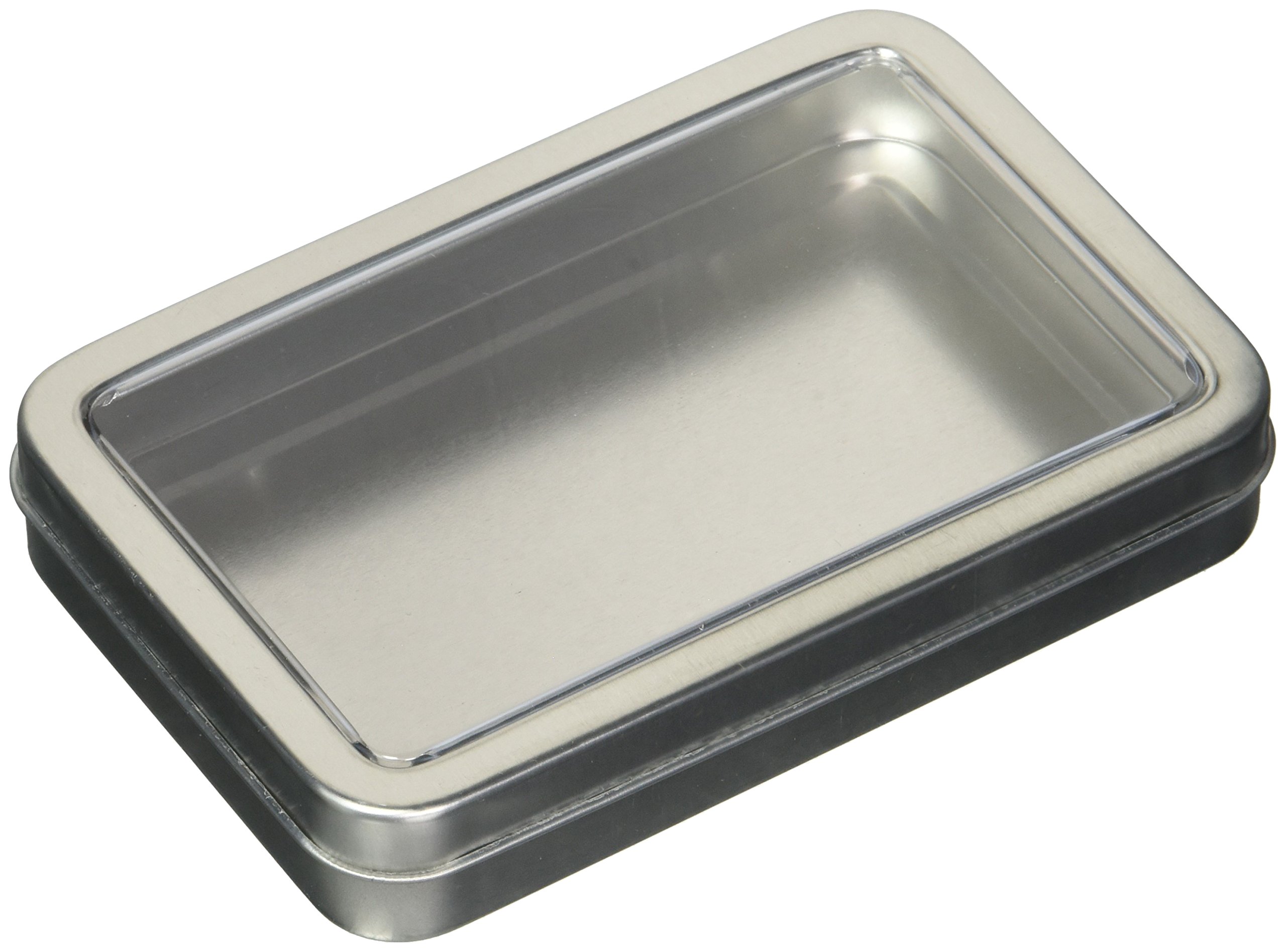 Silver Rectangular Tin w/Hinged Lid - Silver - Pack/12