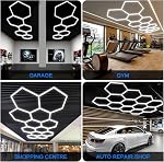 Hexagon Led Garage Lights:11 Grids,48 Packs, 52800LM Updated Bigger, 5000K Natural White, Super Bright Car Detailing LED Shop Light, Systems for Basement, Warehouse, Gym, Car Detailing Shop