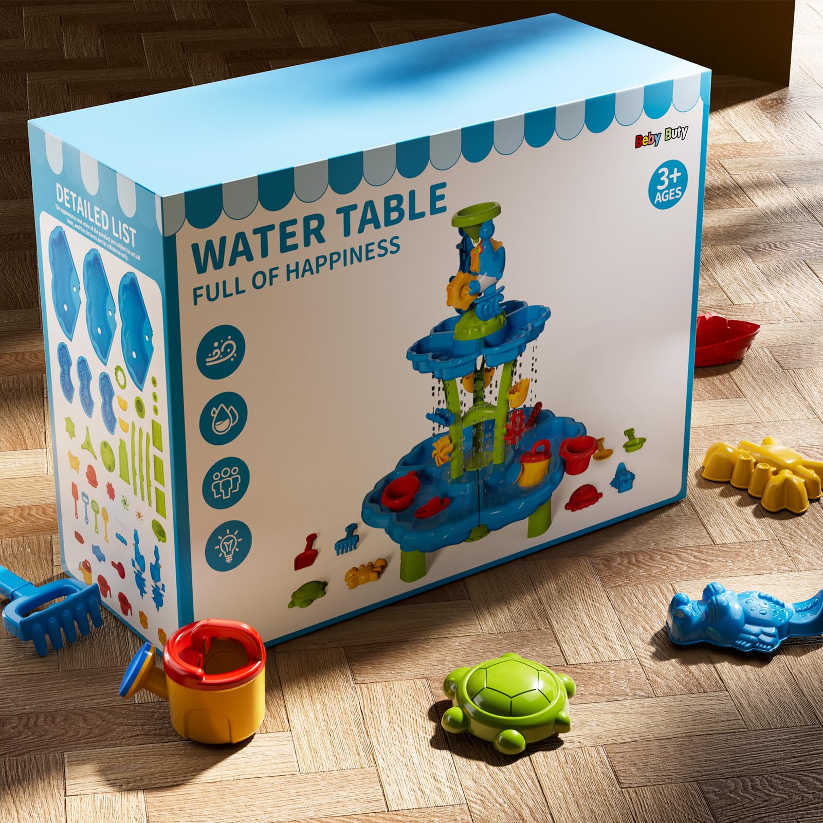 Water Table Pyramids Sensory Table Kids Sand Water Table For Toddlers, 3-Tier Water Table ...