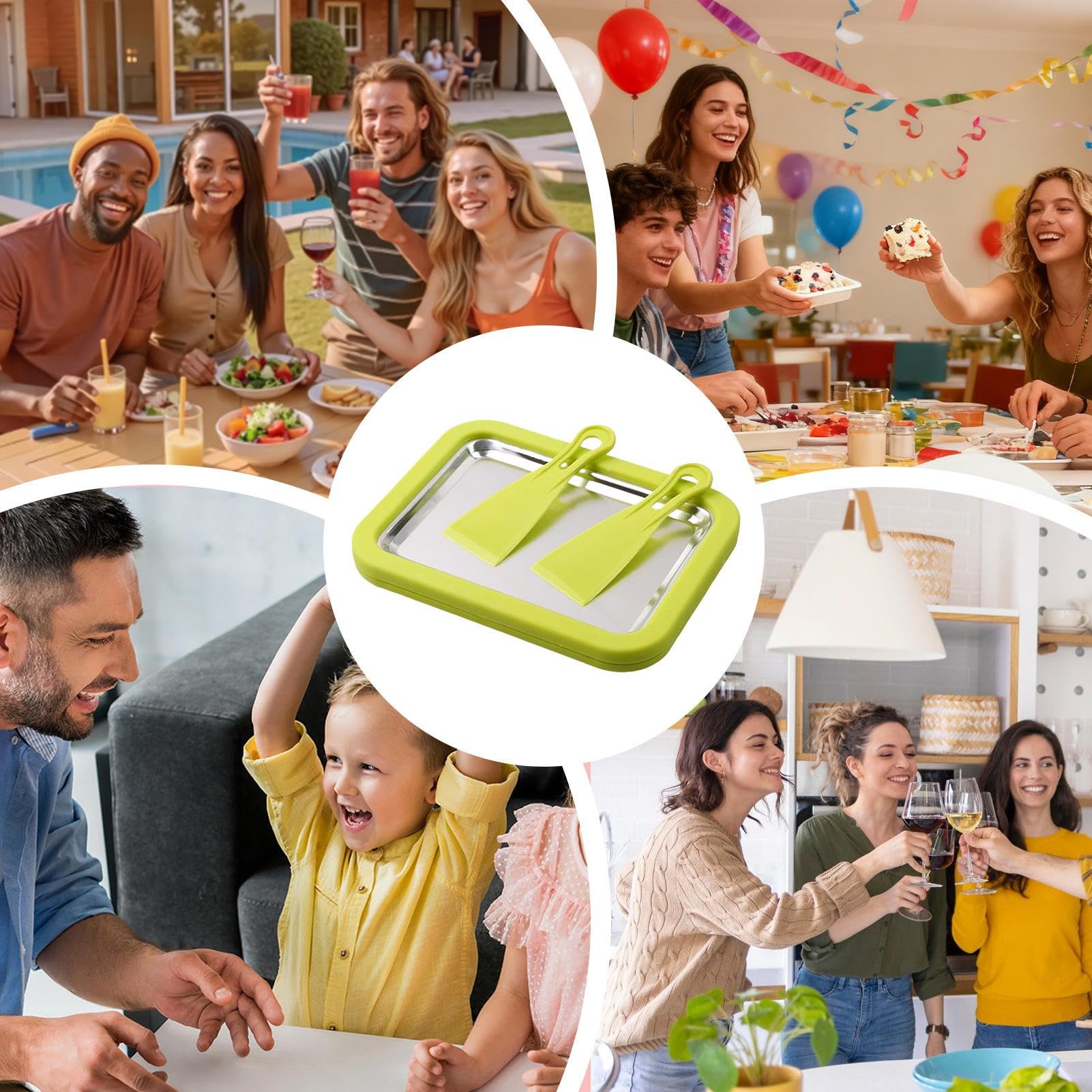 Kit Para Hacer Helados Enrollados En Casa, Sin Necesidad De Energía, 22x17,5x3,5 Cm, Tabla Para Postres Congelada Con 2 Raspadores, Frío Para Helado, Construcción De Acero Inoxidable, Para Postr