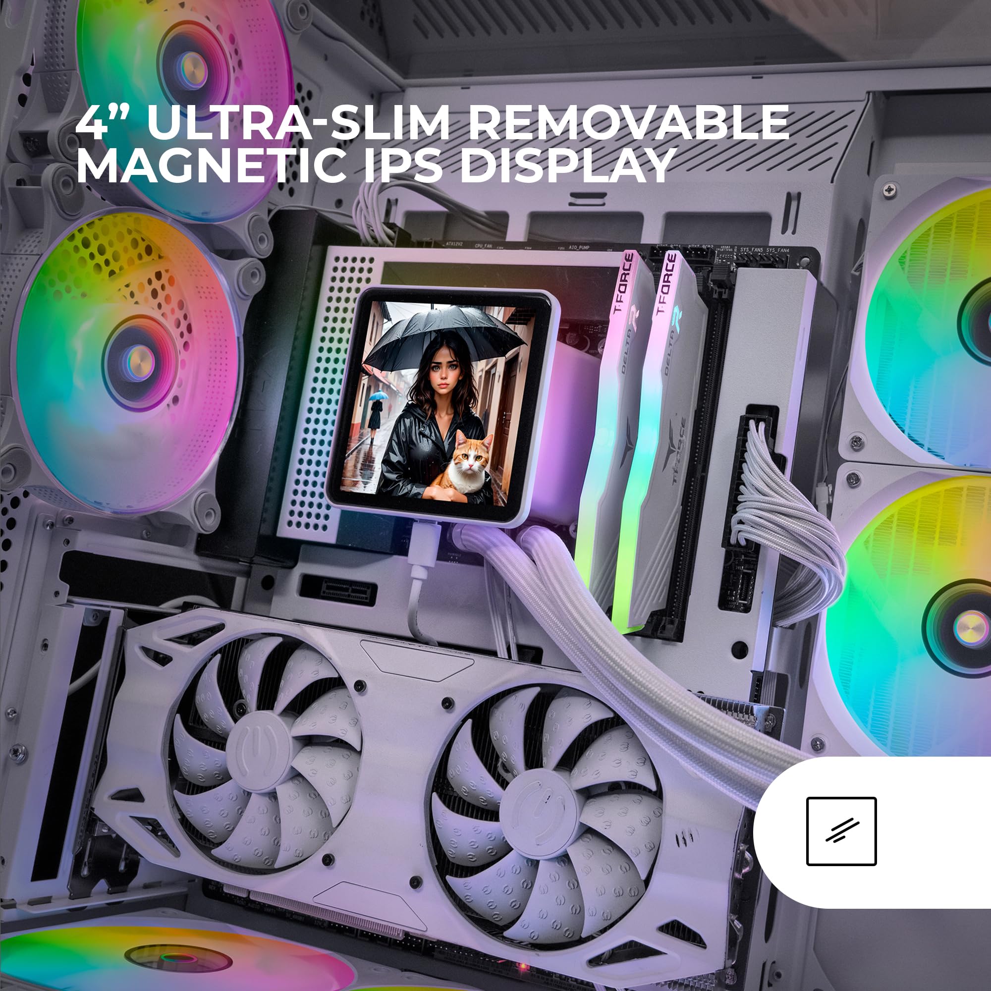 Mars Gaming ML-VISIONPRO240, Raffreddamento a Liquido AIO, TDP 500W, 2x Ventole ARGB 120mm FDB con Nucleo in Rame e Alluminio, Schermo LCD IPS 4” Rimovibile, Opti-Chamber 3a Generazione, Bianco