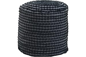 GDFStudio Outdoor Black Fabric Cylindrical Pouf