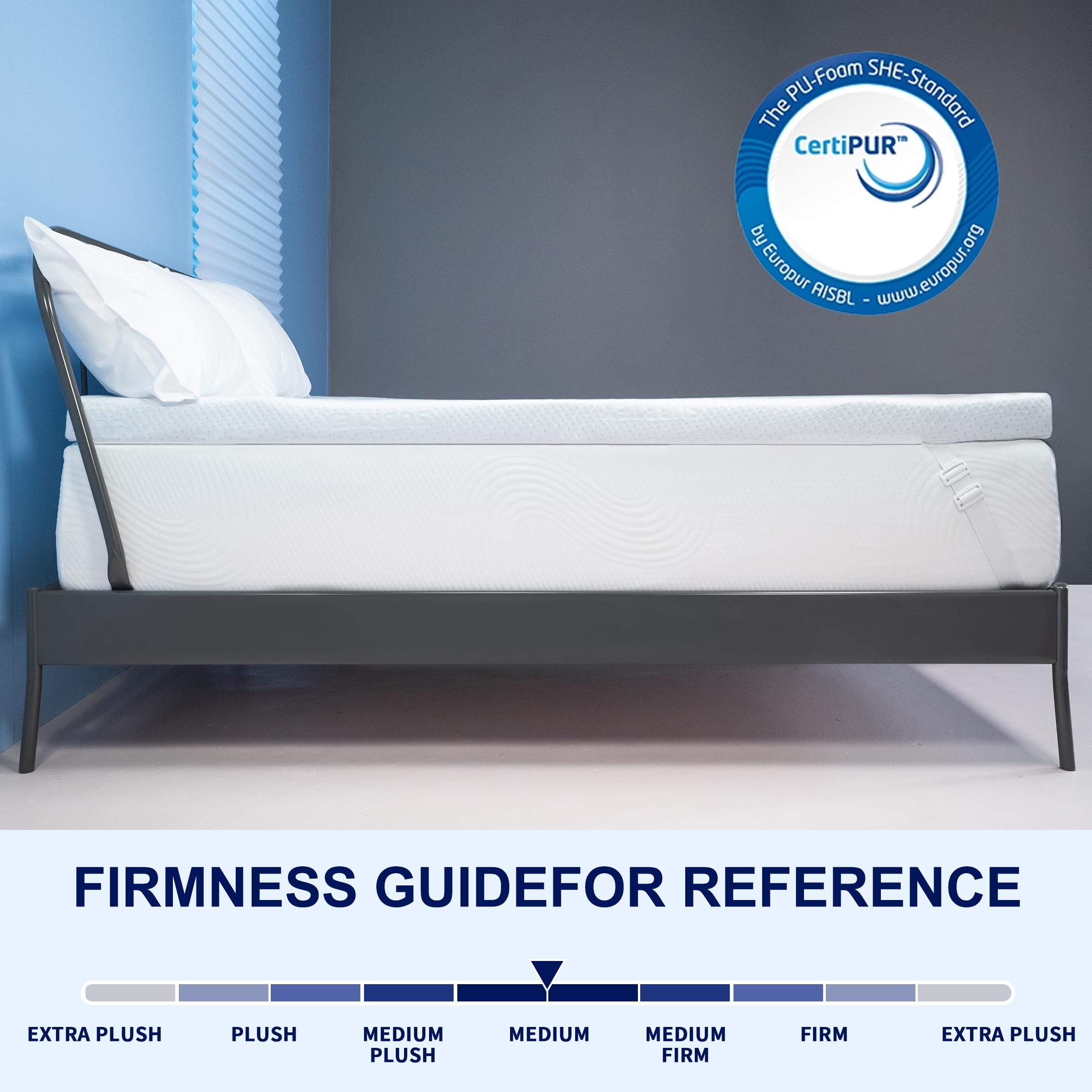 subrtex 7,5 cm Colchón Topper 90x190, Colchón de Espuma Viscoelástica Transpirable con Funda de Bambú Extraíble y Lavable (7,5 cm, 90×190)