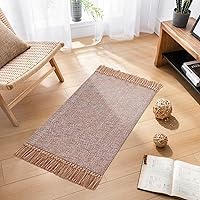 Vista 26 de MitoVilla Juego de 2 alfombras de baño estilo bohemio de granja, 2 unidades, 2 x 3 pies + 2 x 4.3 pies, alfombra de pasillo pequeña color marrón