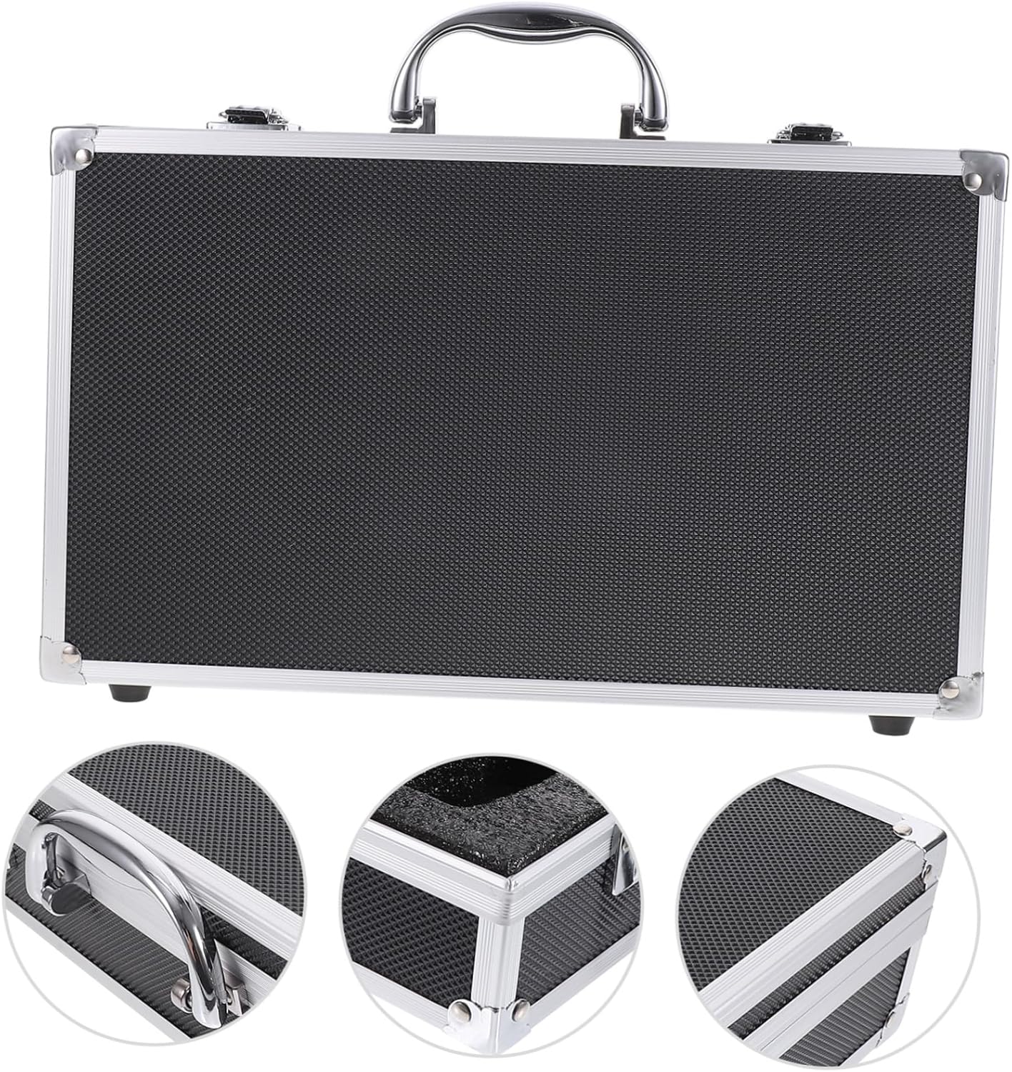 Mikinona Microphone Storage Boxes for 2 Handheld Units Sturdy Aluminum Case for Ktv Mic Black