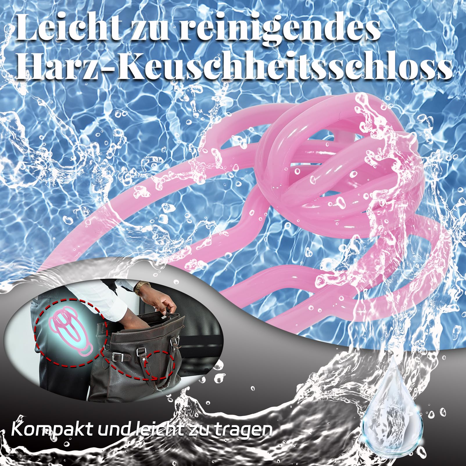 Chastity Cage hommes avec sangle auxiliaire réglable Ceinture de chasteté en nylon imprimée en 3D pour hommes Petit Sissy Cock Cage SM Esclave Bondage Sex Toys (Pink+Belt)