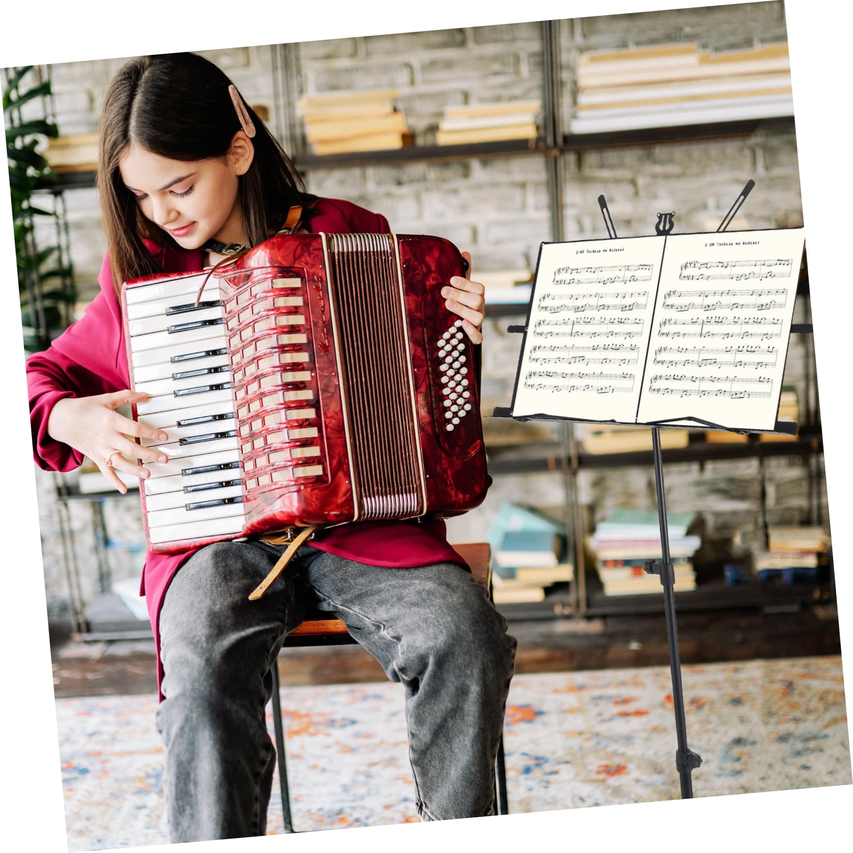 HANABASS Leggio Spartiti Pieghevole Regolabile Base Stabile Supporto Portatile per Spartiti e Libri Musicali Salvaspazio e Robusto per Scuola e Concerti