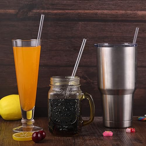 Miniatura 6 de 12 popotes de plástico transparente reutilizables de 10 pulgadas para tazas altas, vasos y tarros de masón, popote irrompible sin BPA con 1 cepillo